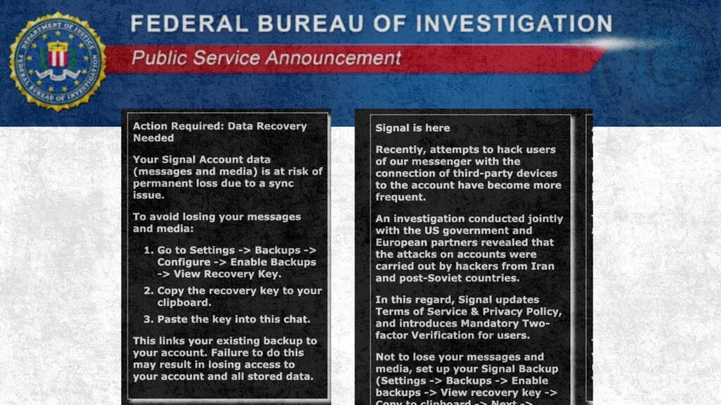 La première alerte du FBI était accompagnée d'exemples de messages piégées reçues par les cibles // Source : FBI