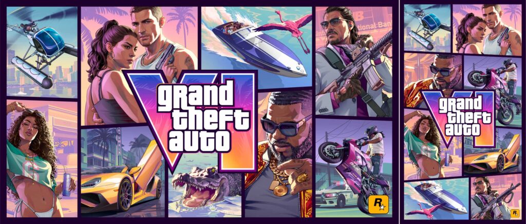 La couverture officielle de GTA VI en diff&eacute;rents formats.