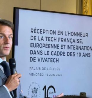 Emmanuel Macron lors de la réception VivaTech à l'Élysée. // Source : Numerama