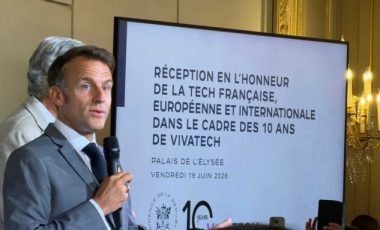 Emmanuel Macron lors de la réception VivaTech à l'Élysée. // Source : Numerama Emmanuel Macron lors de la réception VivaTech à l'Élysée. // Source : Numerama