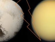 Pluton et Titan. Source : Nasa, montage Numerama Pluton et Titan. Source : Nasa, montage Numerama