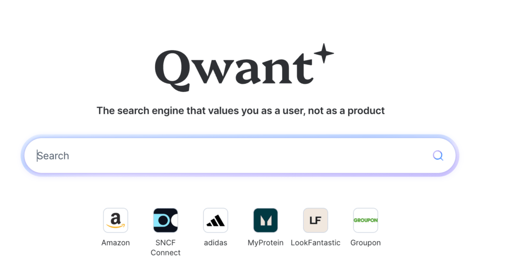 La barre de recherche de Qwant. // Source : Capture Numerama