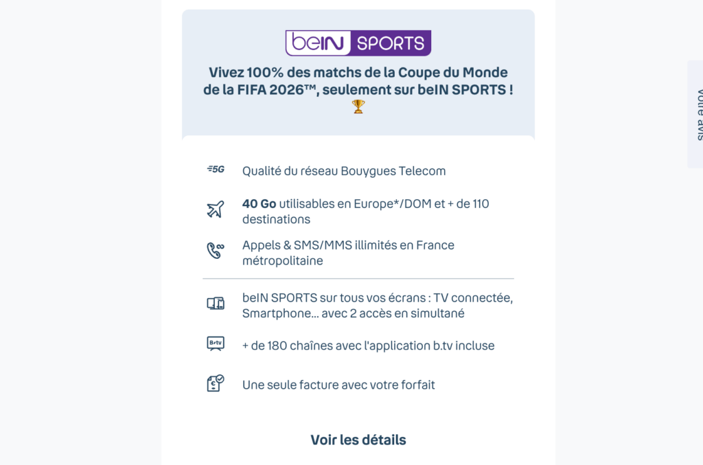 Les d&eacute;tails du forfait.