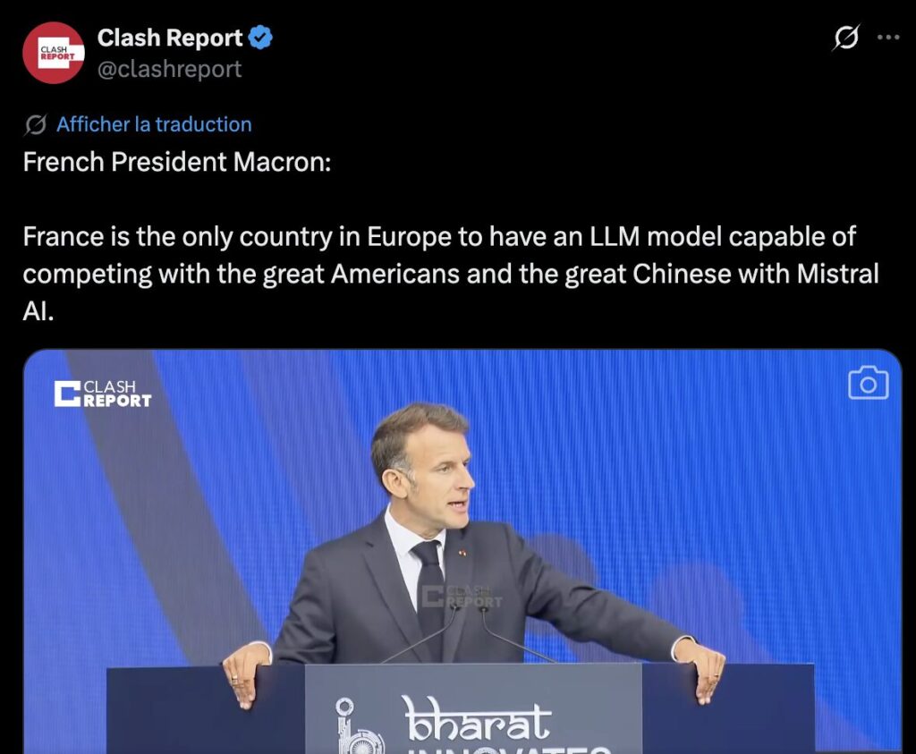 La d&eacute;claration d'Emmanuel Macron sur l'IA europ&eacute;enne est beaucoup moqu&eacute;e : Mistral n'est pas pris au s&eacute;rieux par certains acteurs de l'IA.