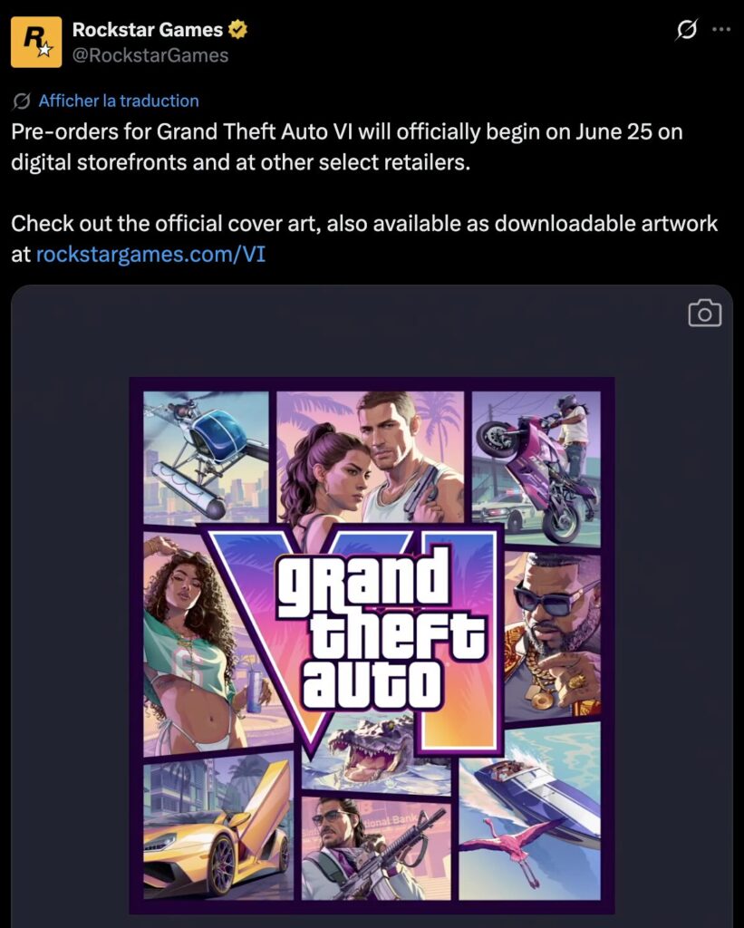 Le tweet de Rockstar Games.