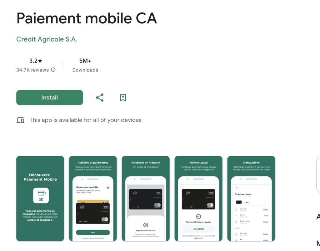 Sur Android, le Crédit Agricole utilise aussi sa propre application. Sur Android, le Crédit Agricole utilise aussi sa propre application.