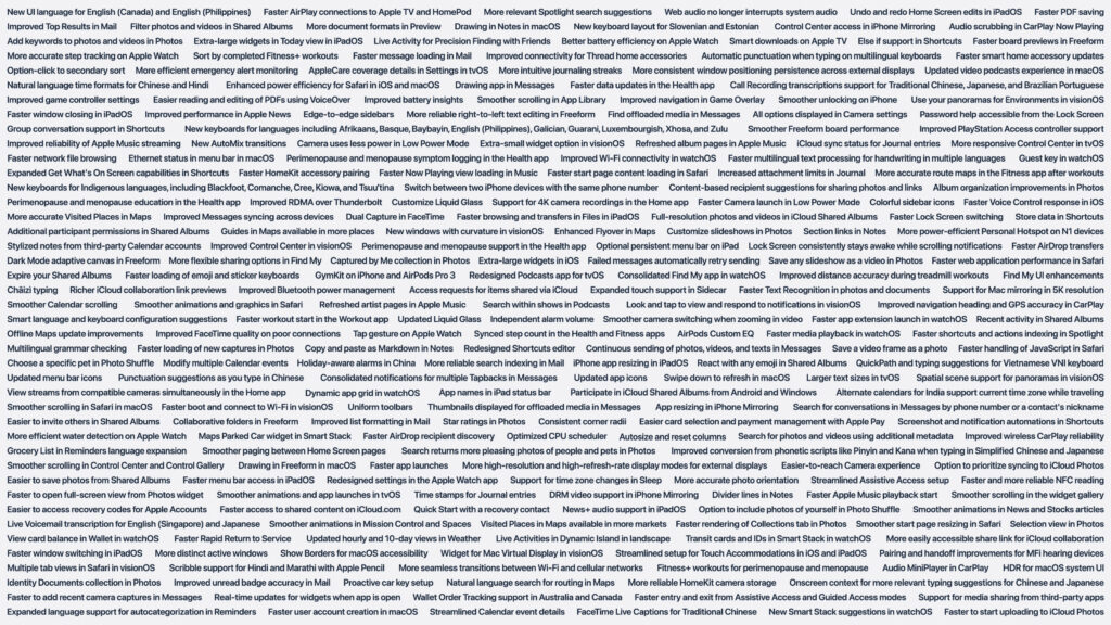 Dans cette image publi&eacute;e par Apple, on voit toutes les nouveaut&eacute;s des mises &agrave; jour.