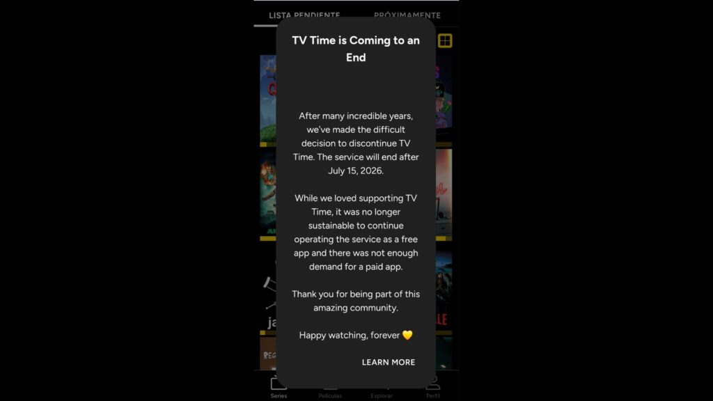 TV Time prendra fin le 15 juillet 2026. // Source : @Gaceru sur X TV Time prendra fin le 15 juillet 2026. // Source : @Gaceru sur X
