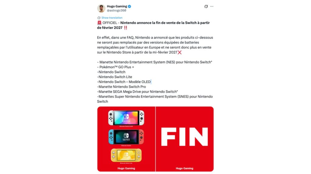 Ce changement acte la fin de toute une gamme de consoles Nintendo. // Source : @astrogo360 Ce changement acte la fin de toute une gamme de consoles Nintendo. // Source : @astrogo360