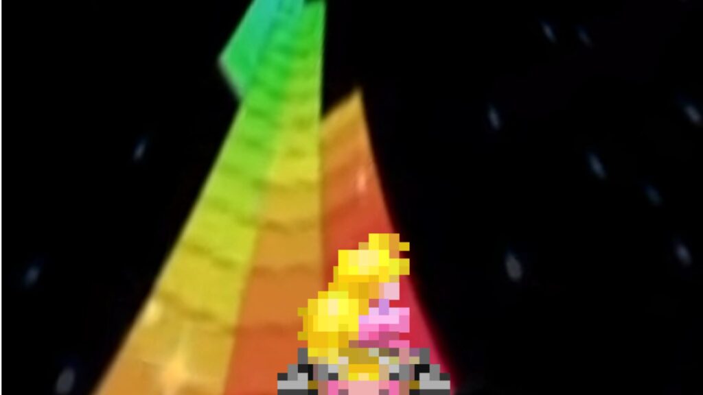 Vous pouvez jouer Peach dans ce mini Mario Kart sur YouTube. // Source : Atlas Arcade et Animated Subtitles
