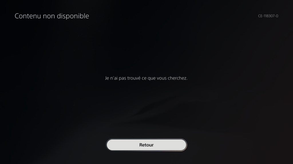 Bug PSN // Source : Capture PS5
