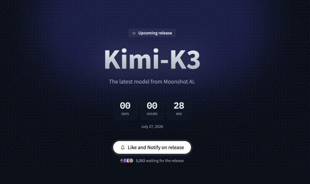 Décompte avant la sorte de Kimi-K3 // Source : Hugging Face