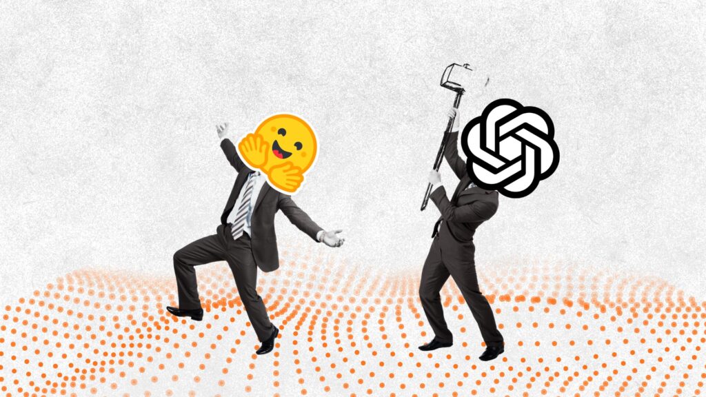 OpenAI x Hugging Face // Source : montage Numerama