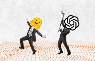 OpenAI x Hugging Face // Source : montage Numerama