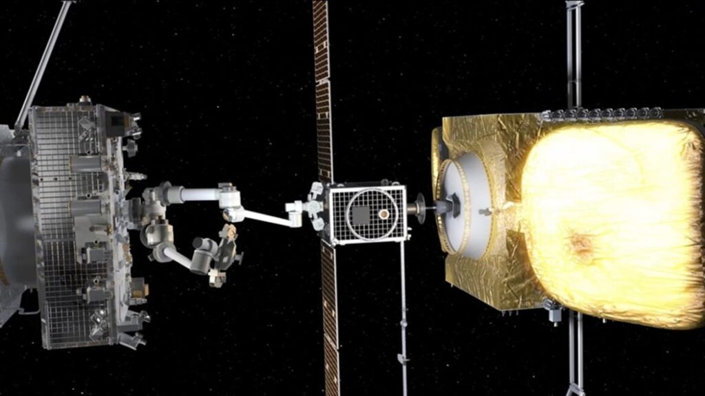 Le MRV ne recharge pas les satellites en carburant, mais leur fournit un moteur neuf.
