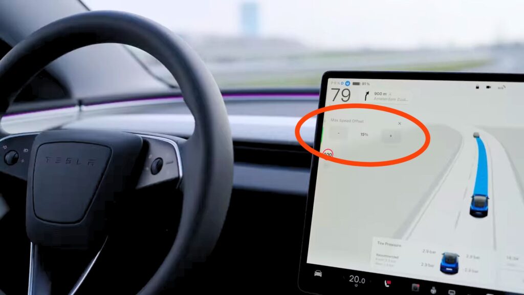 La tolérance sur la limitation de vitesse sur le FSD. // Source : Tesla