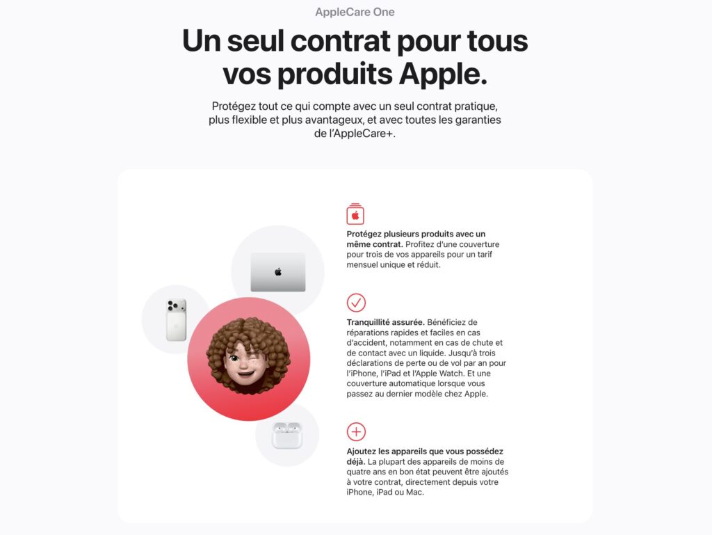 AppleCare One est mentionné pour la première fois en France.