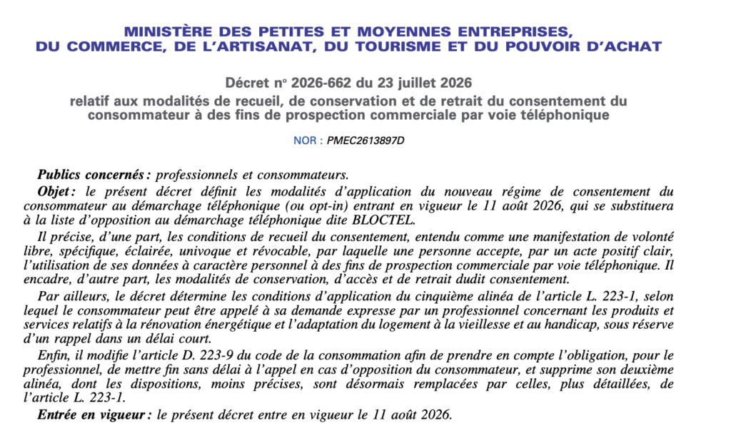 Le décret sur le démacharge téléphonique. Le décret sur le démacharge téléphonique.