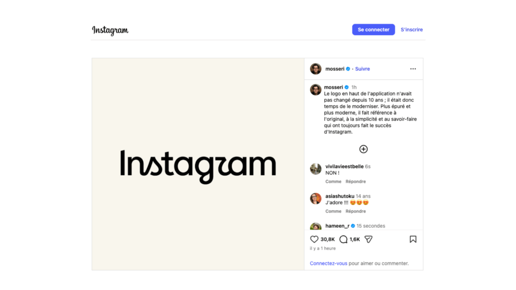 La nouvelle version de l'écriture Instagram // Source : Adam Mosseri La nouvelle version de l'écriture Instagram // Source : Adam Mosseri