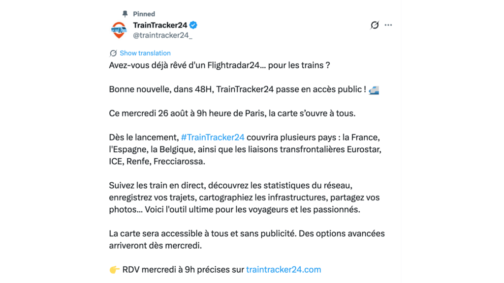 TrainTracker24 // Source : TrainTracker24