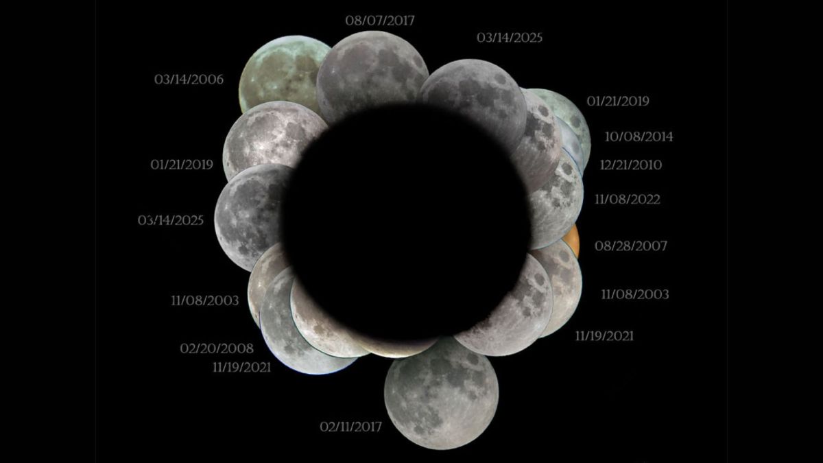 L'ombre de la Terre reconstituée à l'aide de photos d'éclipses de Lune. // Source : Apod, Tim Martin L'ombre de la Terre reconstituée à l'aide de photos d'éclipses de Lune. // Source : Apod, Tim Martin