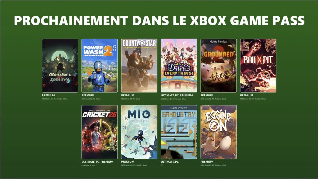 Xbox Game Pass en août 2026 // Source : Microsoft