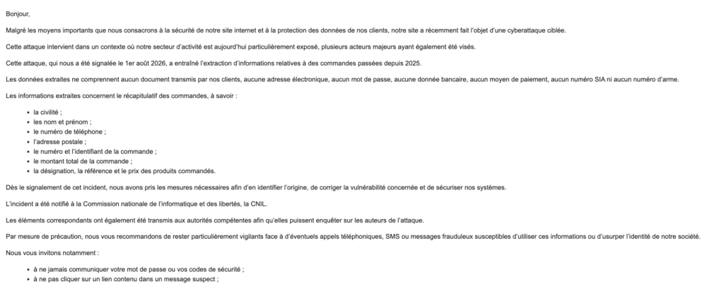 Mail vérifié par la rédaction de Numerama // Source : Capture d'écran Mail vérifié par la rédaction de Numerama // Source : Capture d'écran