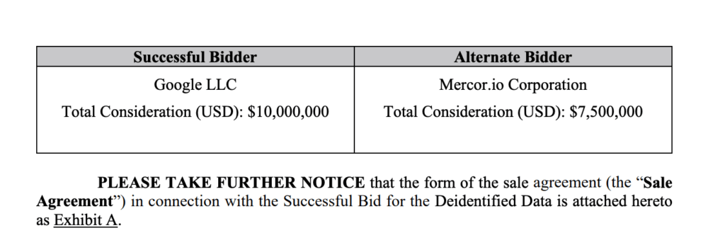 Google n'était pas la seule entreprise intéressée // Source : UNITED STATES BANKRUPTCY COURT SOUTHERN DISTRICT OF NEW YORK Google n'était pas la seule entreprise intéressée // Source : UNITED STATES BANKRUPTCY COURT SOUTHERN DISTRICT OF NEW YORK