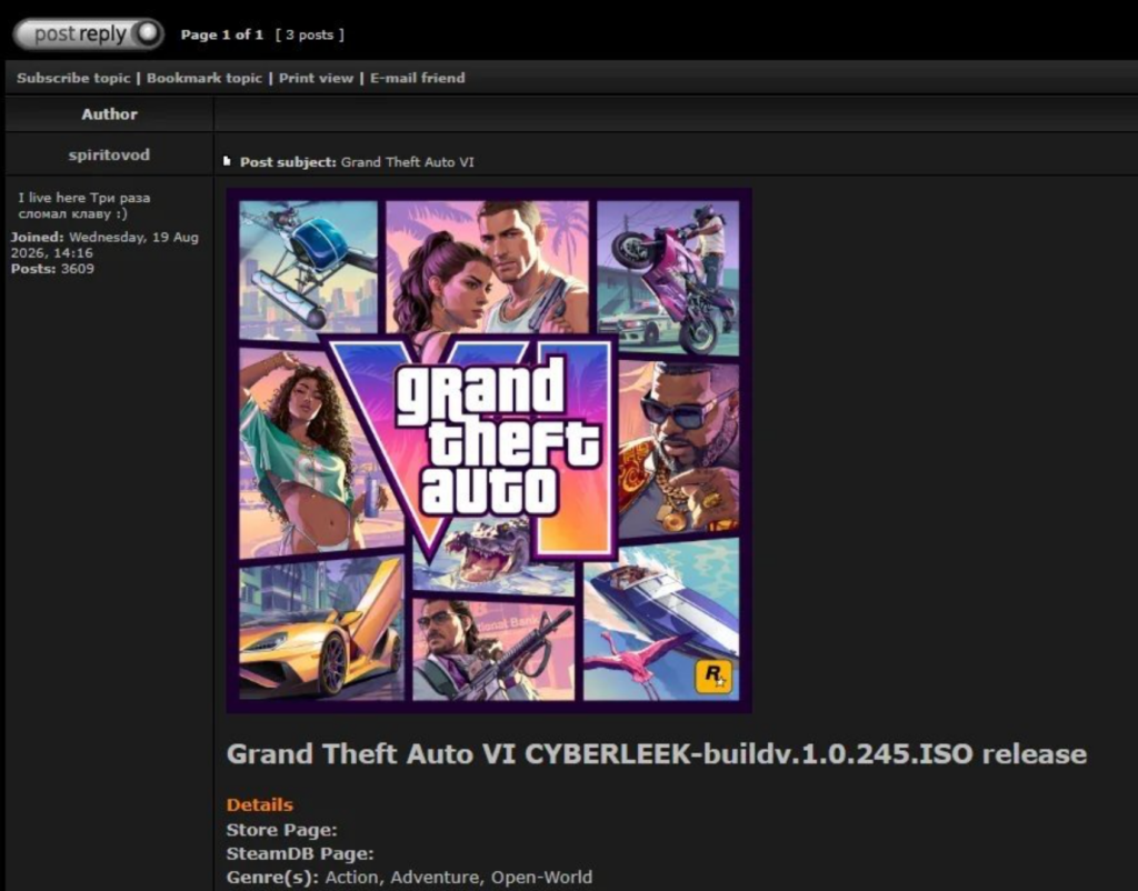 Des faux build GTA 6 circulent sur les forums Des faux build GTA 6 circulent sur les forums