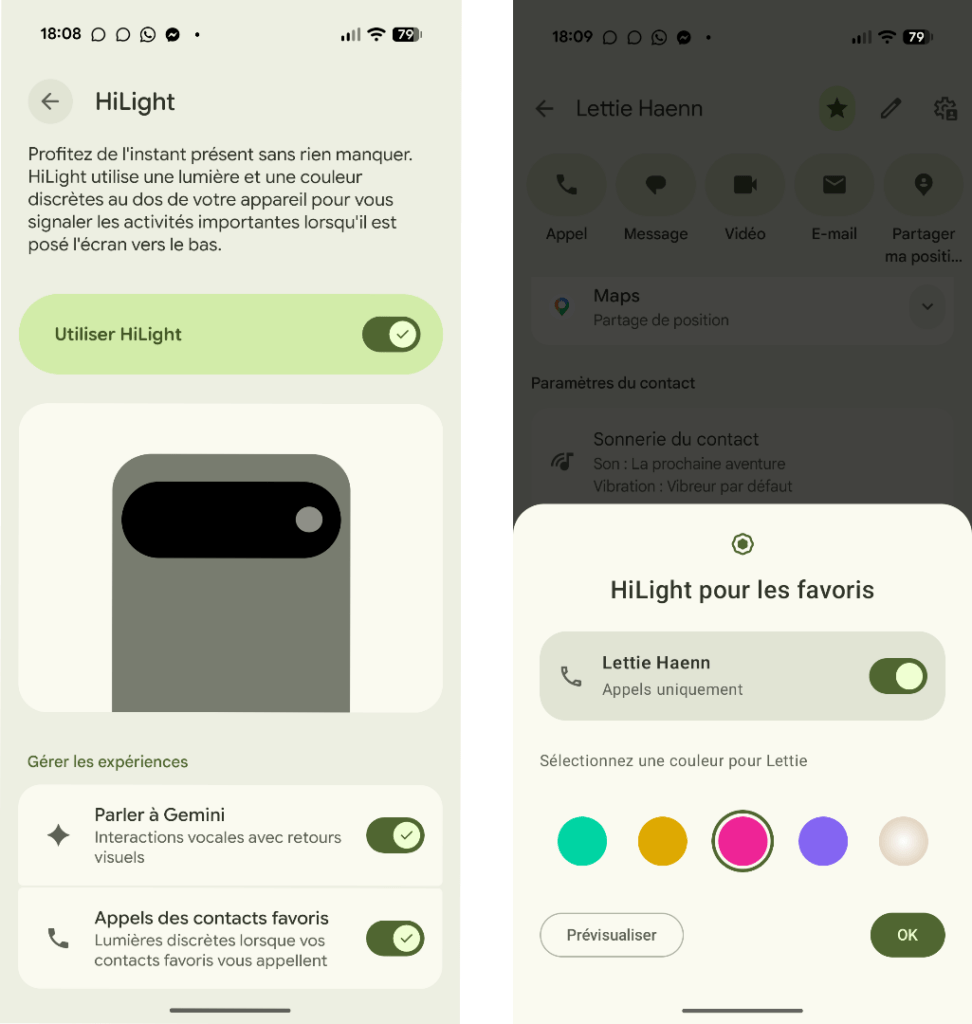 Les seuls réglages pour HiLight au lancement du Pixel 11 Pro. Les seuls réglages pour HiLight au lancement du Pixel 11 Pro.