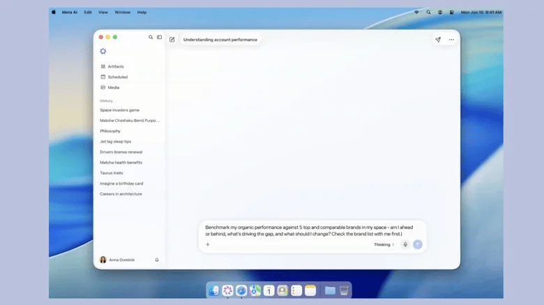 Meta AI sur Mac ressemble à ChatGPT.