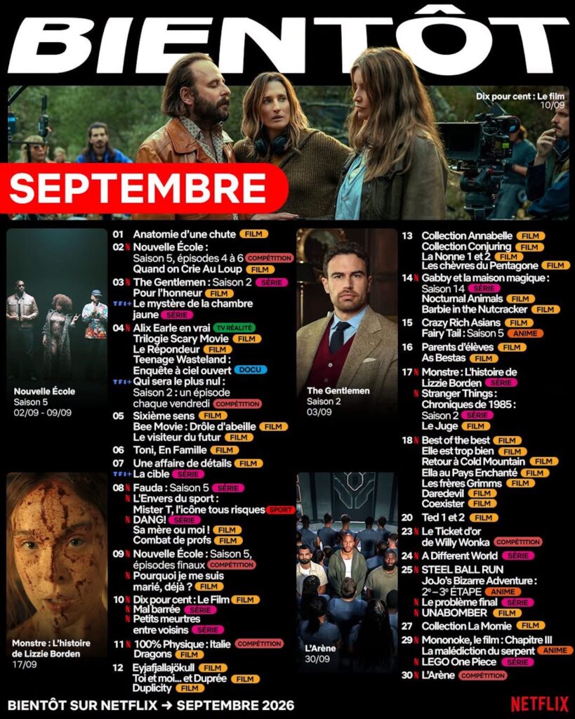 Netflix France en septembre 2026 // Source : Netflix