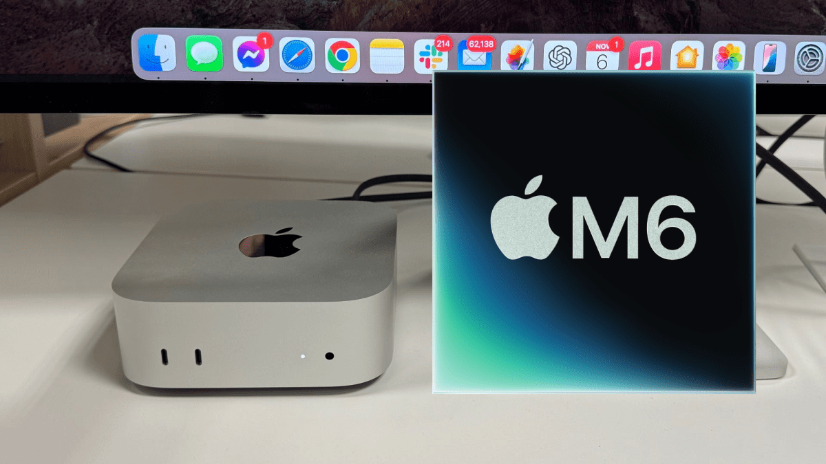 Mac mini et puce M6. // Source : Numerama Mac mini et puce M6. // Source : Numerama