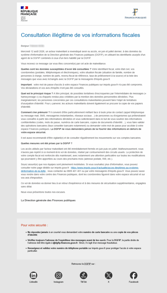 Mail DGFiP Mail DGFiP